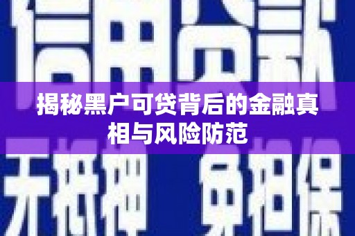 依兰揭秘黑户可贷背后的金融真相与风险防范