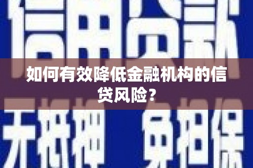 依兰如何有效降低金融机构的信贷风险？