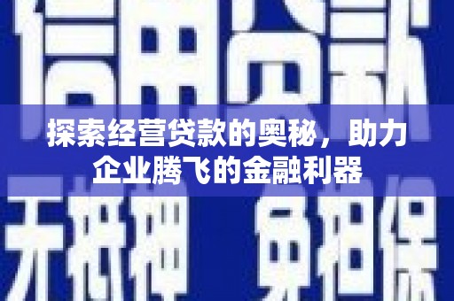 依兰探索经营贷款的奥秘，助力企业腾飞的金融利器