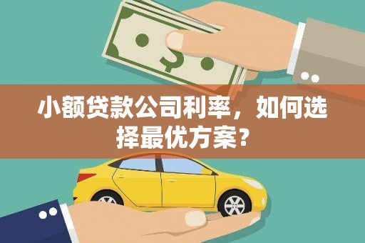 依兰小额贷款公司利率，如何选择最优方案？
