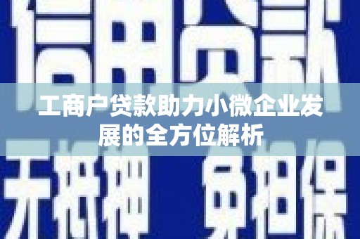 依兰工商户贷款助力小微企业发展的全方位解析