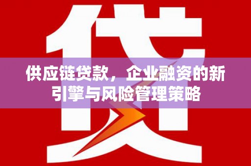 依兰供应链贷款，企业融资的新引擎与风险管理策略