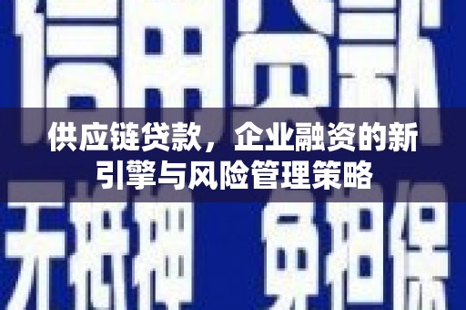 依兰供应链贷款，企业融资的新引擎与风险管理策略
